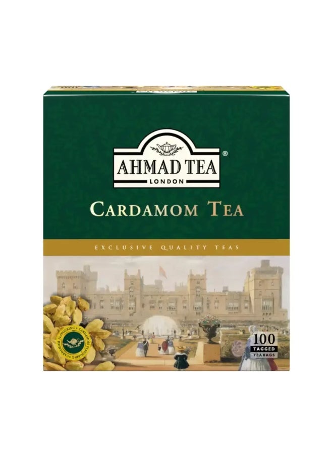 AHMED Ahmed Tea Bags With Flavorful And Aromatic Blend Of Cardamom Flavor- 100 Bags 