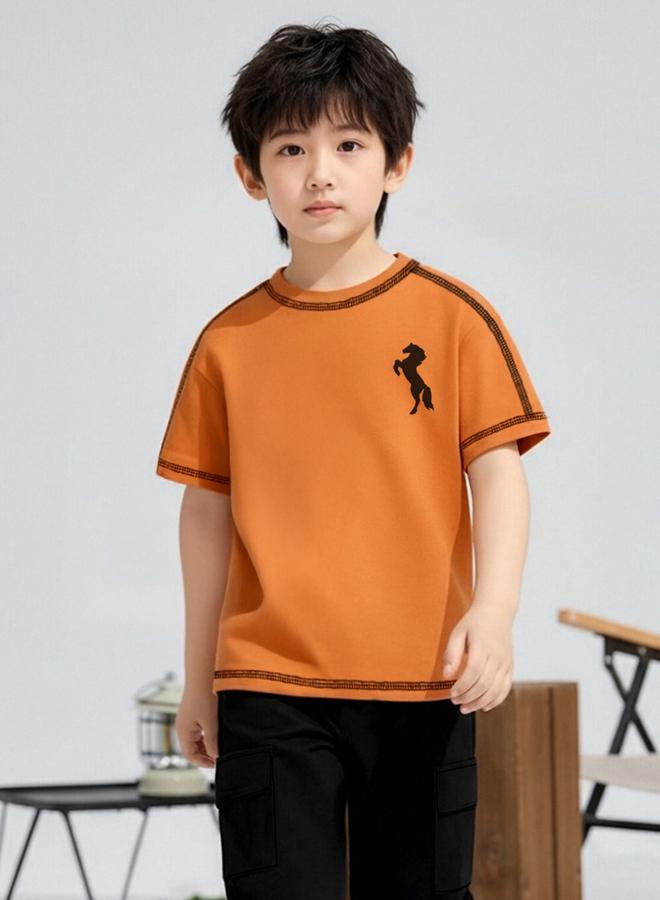 Take Two Boys Orange Horse Graphic T-Shirt and Pants Set - Image 5