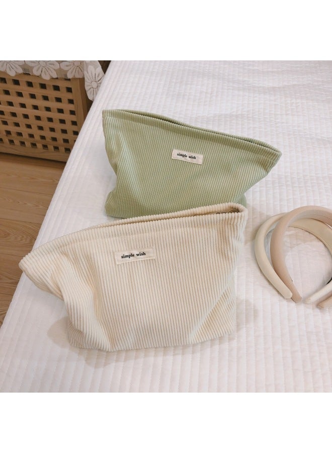 [Suxi Cloth Bag] Solid Color Corduroy Cloth Bag Cosmetic Bag Clutch Fabric Storage Canvas Bag Simple Artistic-Color:Dark Gray  - Image 3