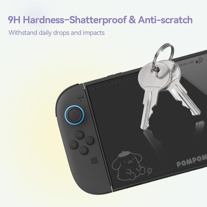 Kuitmor Wide daily application Screen Protector Compatible with Switch 2, High-Alumina Tempered Glass with Hidden Pattern - 9H Hardness Anti-Scratch, Bubble-Free Installation Kit, Ultra HD Clear 1 Pack (BDG Dog) Indoor outdoor use - Image 4