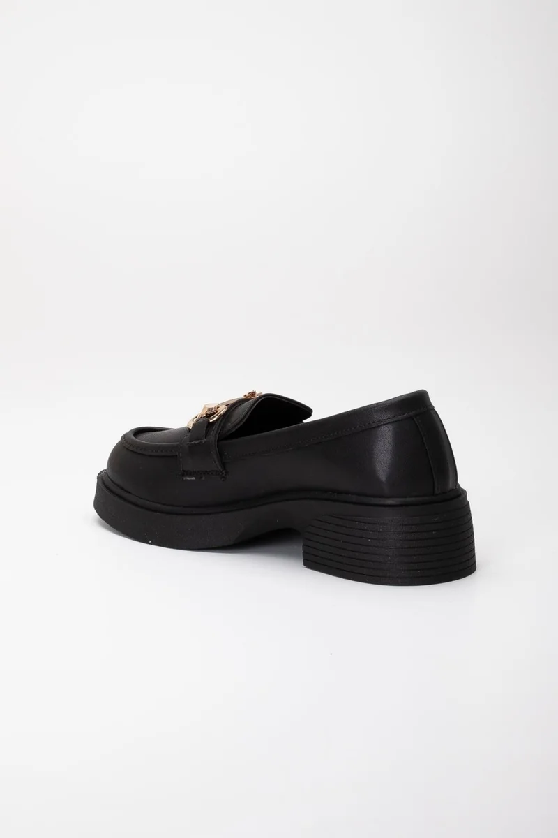 Dilimler Ayakkabı Women's Casual Shoes Black Thick Sole Butterfly Buckle