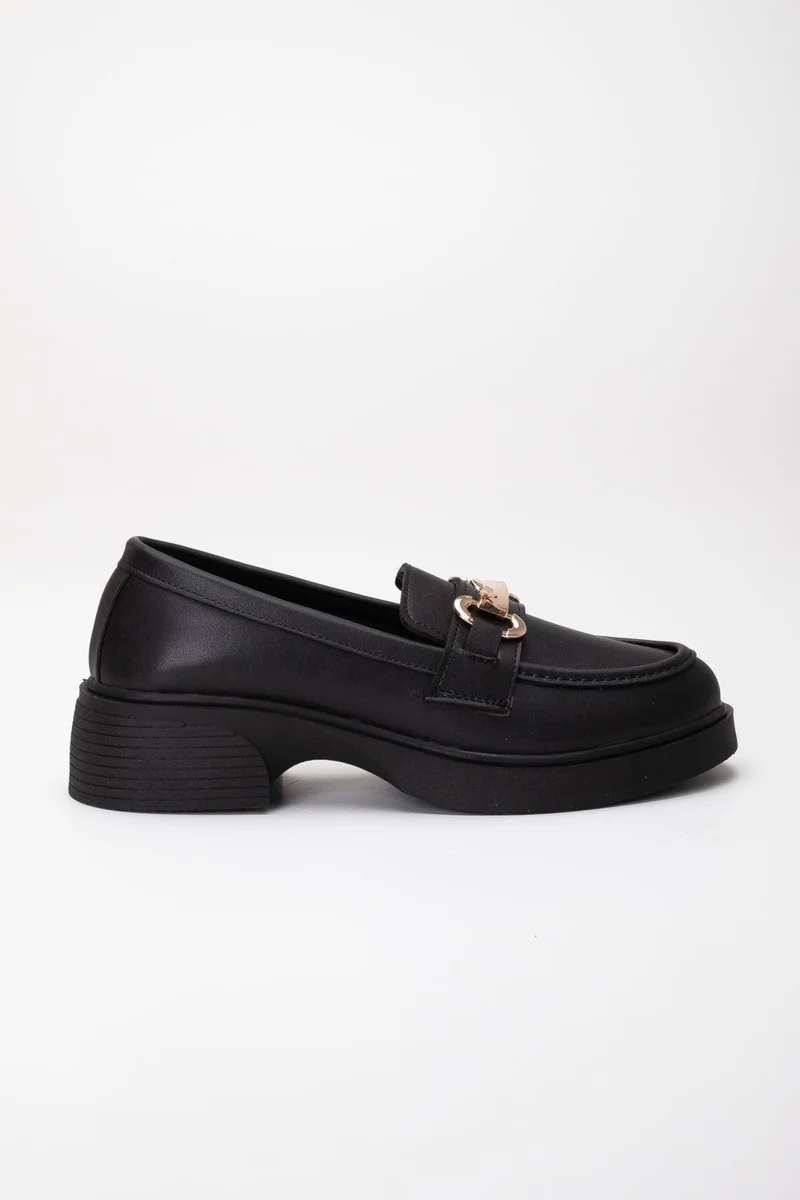 Dilimler Ayakkabı Women's Casual Shoes Black Thick Sole Butterfly Buckle