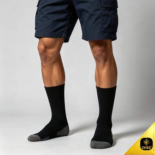 ONKE Max Full Cushion Crew Socks for Work Athletic Sports Training Heavy Duty Boot Soft Durable Moisture Wicking Odor Control(Black L) - Image 2