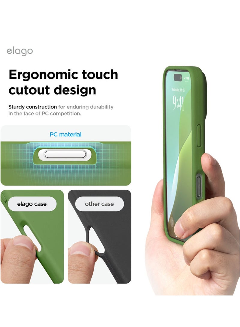 Elago Liquid Silicone for iPhone 16 PRO Case Cover Full Body Protection, Shockproof, Slim, Anti-Scratch Soft Microfiber Lining - Cedar Green - Image 2