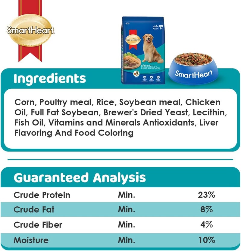 SmartHeart Adult Dog Food Dry Chicken and Liver, 3 Kg - Image 2