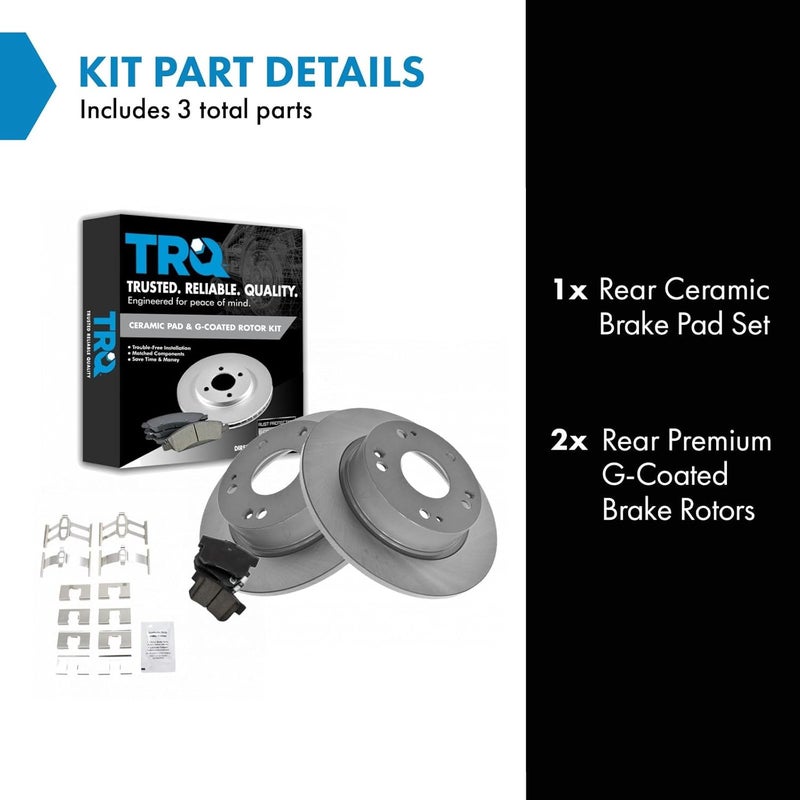 TRQ Rear Brake Pad & Rotor Kit Brake Pads Brake Rotor Ceramic Premium G-Coated Compatible with 2004-2008 Acura TSX 2003-2007 Honda Accord - Image 2