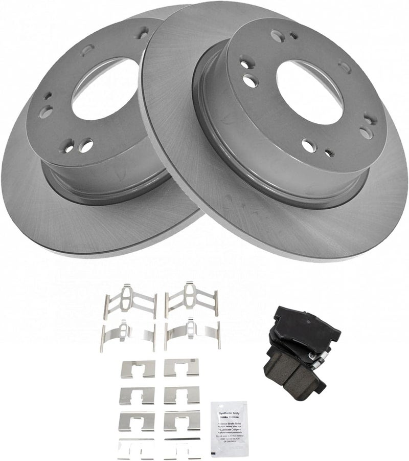 TRQ Rear Brake Pad & Rotor Kit Brake Pads Brake Rotor Ceramic Premium G-Coated Compatible with 2004-2008 Acura TSX 2003-2007 Honda Accord - Image 3
