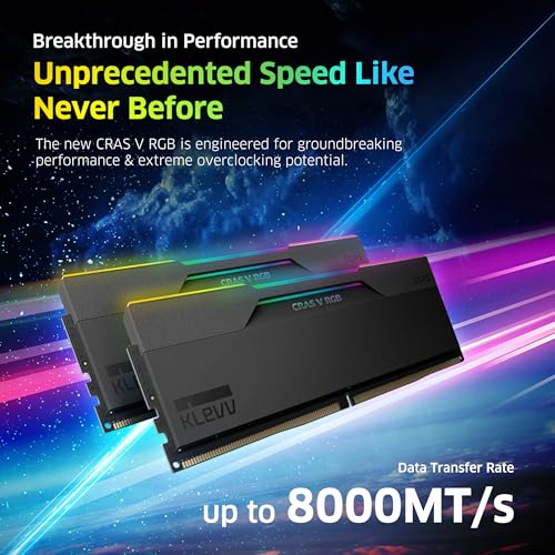 KLEVV CRAS V RGB DDR5 64GB (2x32GB) 6400MHz CL32 SK Hynix A-Die 1.35V Gaming Desktop Ram Memory XMP 3.0 / AMD Expo Ready - Black (KD5BGUA80-64A320G) - Image 3