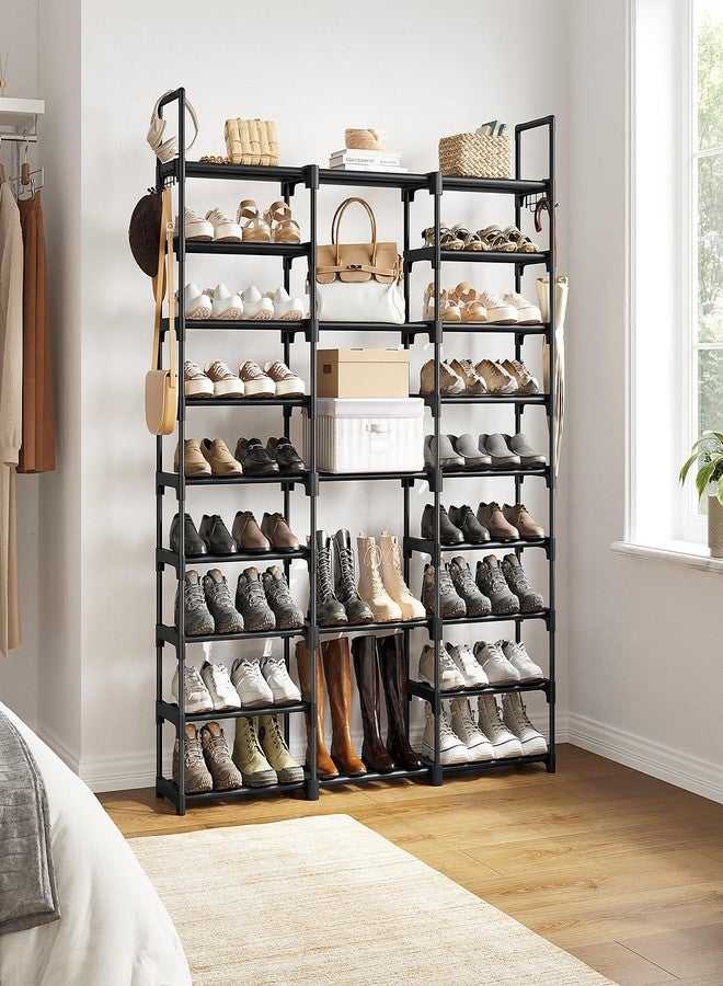 WOWLIVE 9 Tiers Large Shoe Rack Storage Organizer for Closet 50-55 Pairs Shoe Tower Unit Shelf Stackable Shoe Rack with Metal Pipes Plastic Connectors Black(SSS3B9) - Image 3