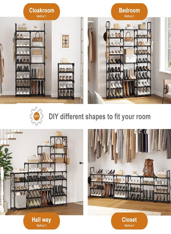 WOWLIVE 9 Tiers Large Shoe Rack Storage Organizer for Closet 50-55 Pairs Shoe Tower Unit Shelf Stackable Shoe Rack with Metal Pipes Plastic Connectors Black(SSS3B9) - Image 4