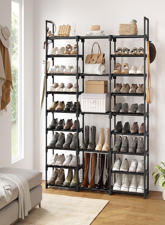 WOWLIVE 9 Tiers Large Shoe Rack Storage Organizer for Closet 50-55 Pairs Shoe Tower Unit Shelf Stackable Shoe Rack with Metal Pipes Plastic Connectors Black(SSS3B9) - Image 2