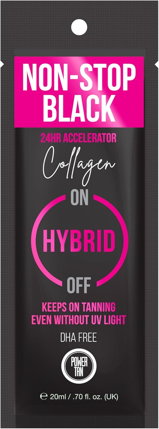 Power Tan NonStop Black Collagen Hybrid 24 Hour Sunbed Tanning Accelerator 20ml
