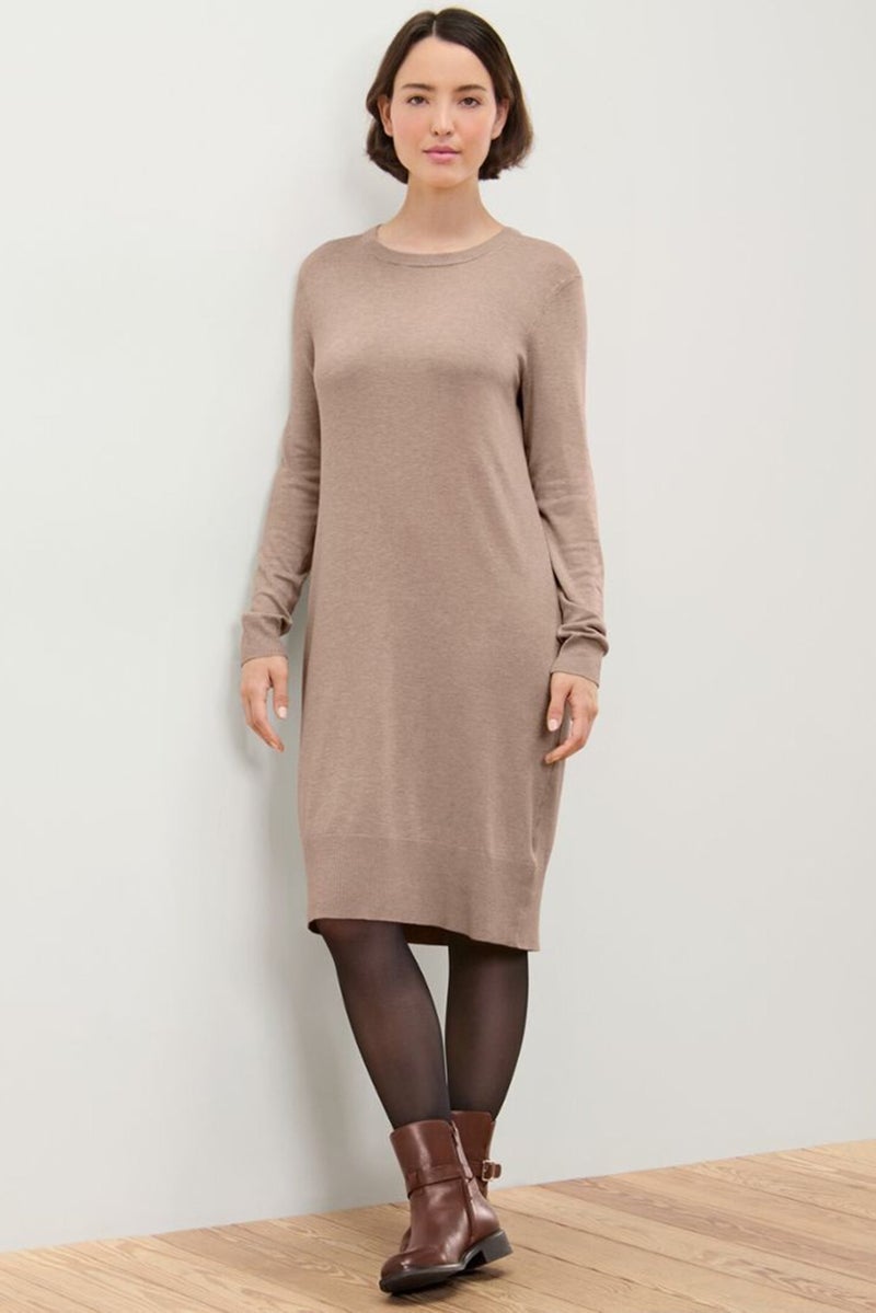 Tchibo Women Knitted Sweater Dress, Beige - Image 1