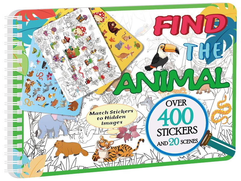 Kalysky Find The Animal Sticker Book Sticker Book for Kids Include 20 Theme Over 400 Animal Stickers for Kids Toddler Educational Toys