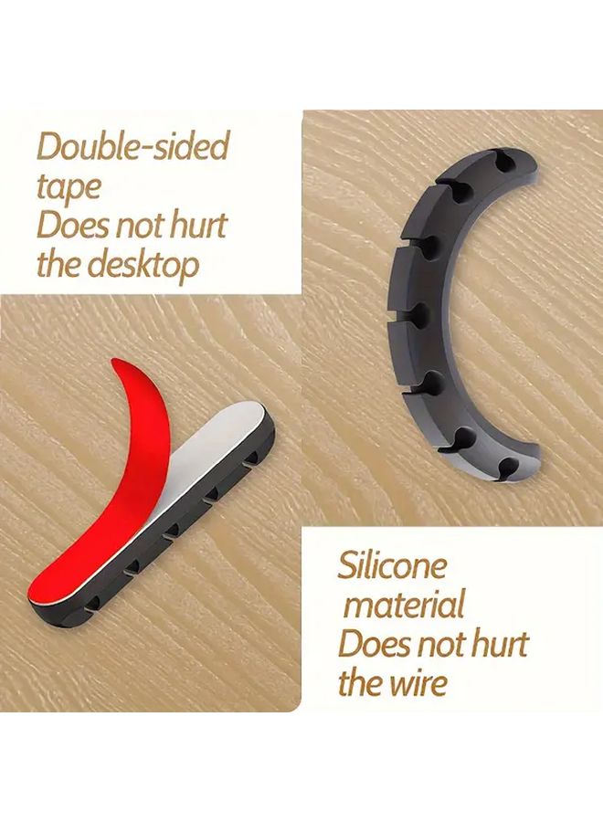 3 قطع أسود مشابك كابلات بفتحات 5 نظام إدارة الكابلات للجدار بدون حفر - Image 4