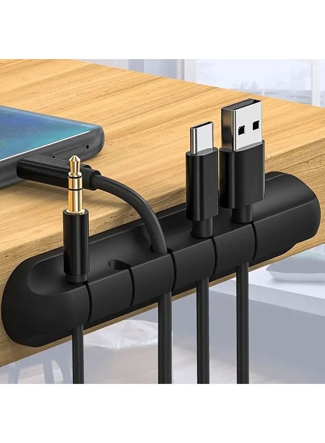 3 قطع أسود مشابك كابلات بفتحات 5 نظام إدارة الكابلات للجدار بدون حفر - Image 2