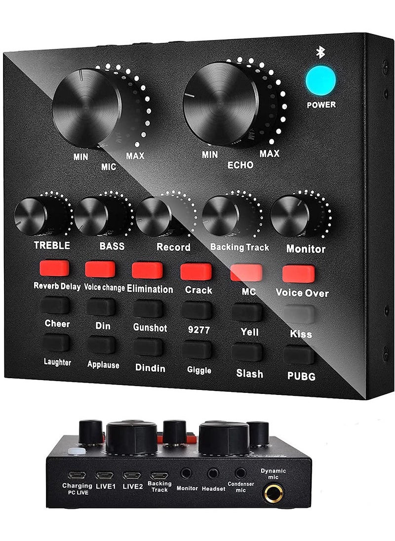 Sharpdo - V8 Sound Card With Bluetooth Mixer Board Voice Changer Live Sound Card - Image 1
