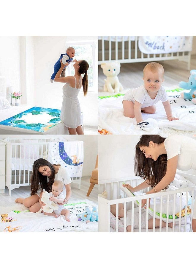 FHZON Turtle Milestone Blanket Blue Sea Life Baby Blanket Beach Newborn Gift with Week Months Swaddling Bag 48x40in BTLSFH127 - Image 5
