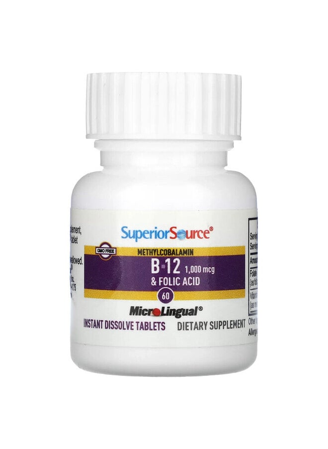 Superior Source Methylcobalamin B-12, Folic Acid, 60 Instant Dissolve Tablets  - Image 3