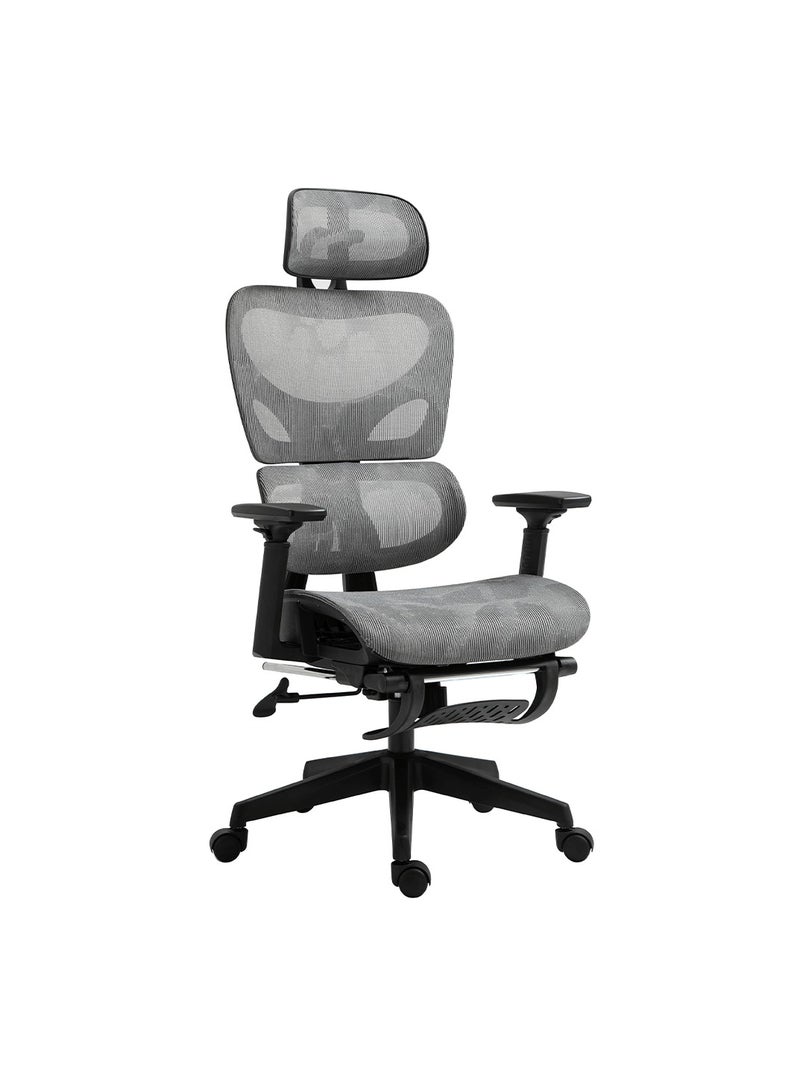 DANUBE HOME Britanica Office Chair High Back Ergonomic Gaming Chair Modern Home Desk Computer Chair 360° Swivel Office Chairs Adjustable Lumbar Support L 65 x W 63 x H 122 cm Grey - Image 1