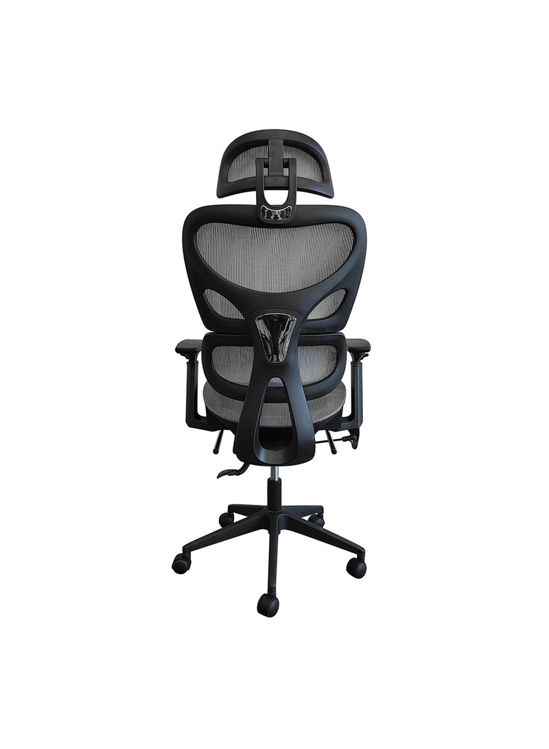 DANUBE HOME Britanica Office Chair High Back Ergonomic Gaming Chair Modern Home Desk Computer Chair 360° Swivel Office Chairs Adjustable Lumbar Support L 65 x W 63 x H 122 cm Grey - Image 4