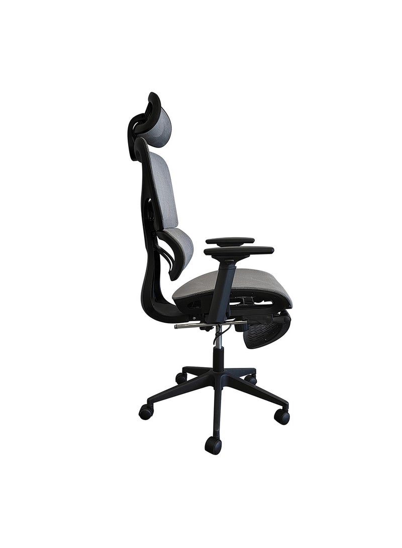 DANUBE HOME Britanica Office Chair High Back Ergonomic Gaming Chair Modern Home Desk Computer Chair 360° Swivel Office Chairs Adjustable Lumbar Support L 65 x W 63 x H 122 cm Grey - Image 5