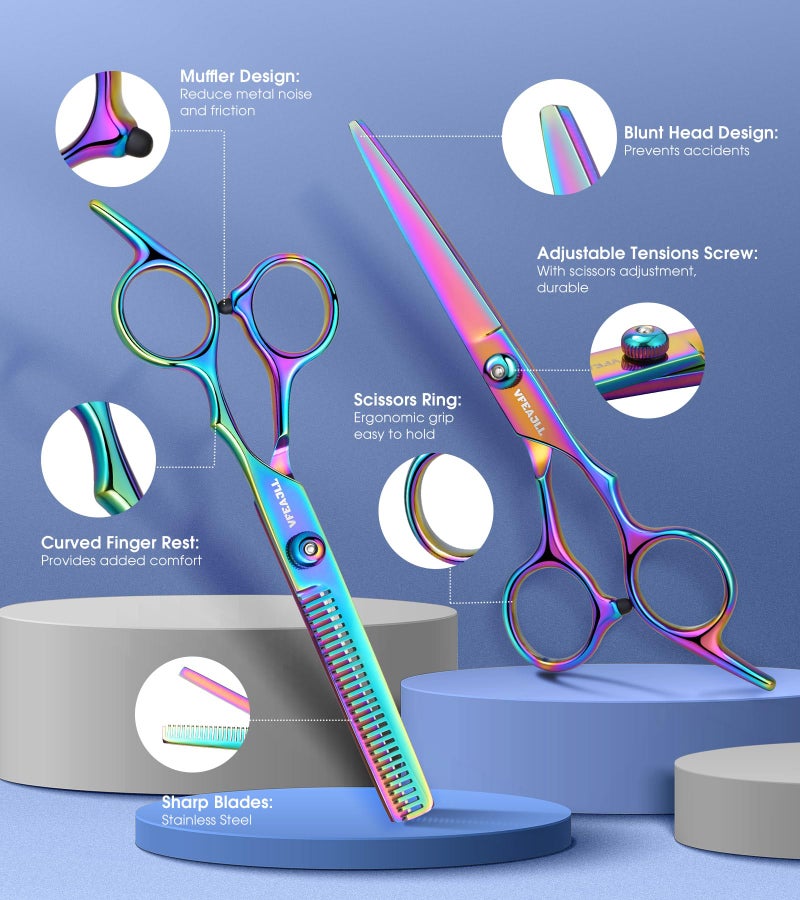 VFAEJLL Hair Cutting Scissors Kits,11Pcs Professional Haircut Scissors Kit with Comb,Clips,Cape,New Craftsmanship Stainless Steel Hairdressing Thinning Shears Set for Barber,Salon,Home,Men,Women - Image 3