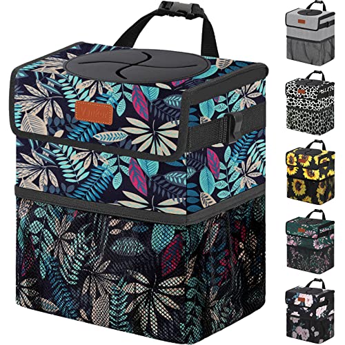 Vankor Car Trash Can for Car Cute, Bag Bin Hanging Waterproof Automotive Garbage Cans Leak Proof Vehicle Trash Can Colorful Leaves - Image 1