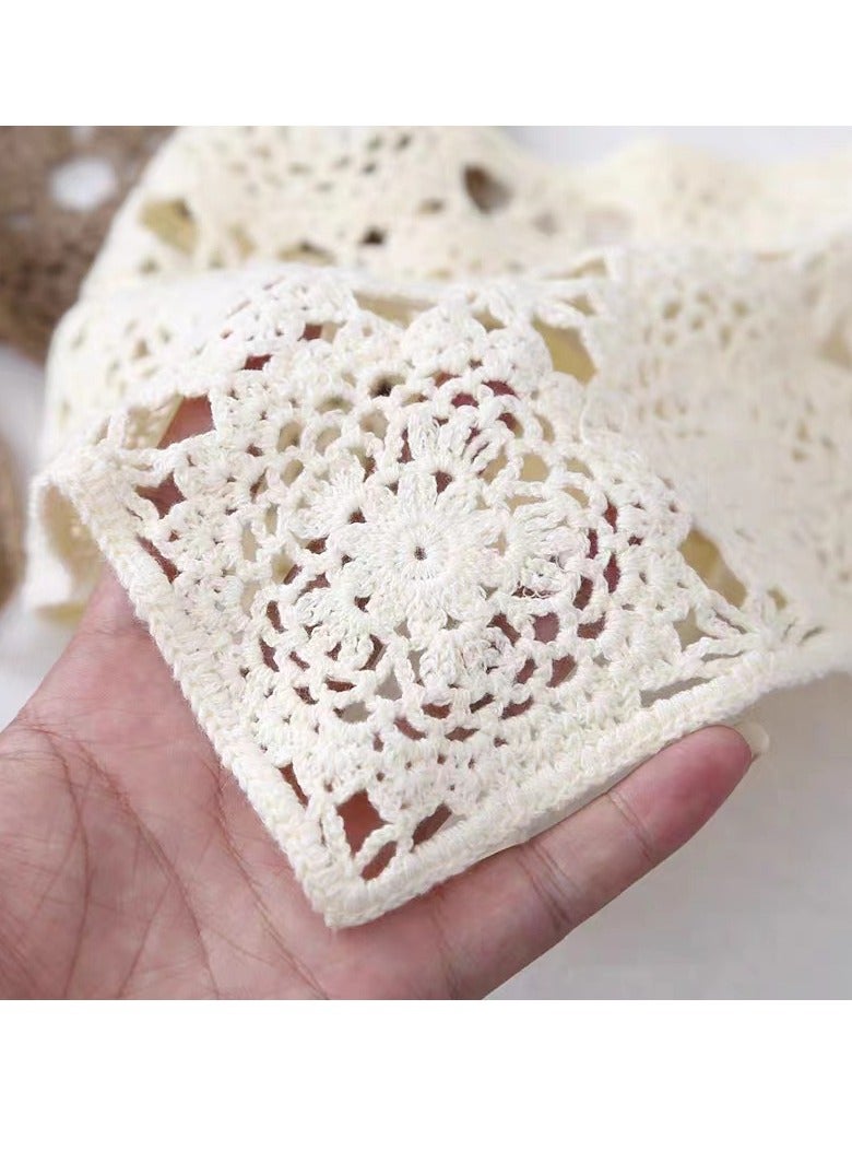 2 Pcs Boho Knitted Headscarf Daisy Floral Crochet Head Bandana Vintage Kerchief for Women Girls - Image 2