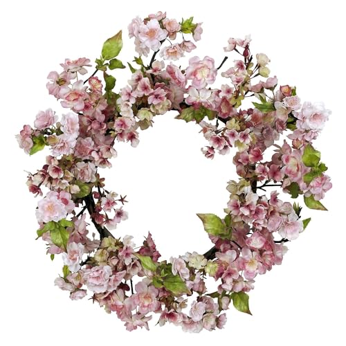 Nearly Natural 4783 Cherry Blossom Wreath, 24-Inch, 5"D x 24"W x 24"H, Pink - Image 5