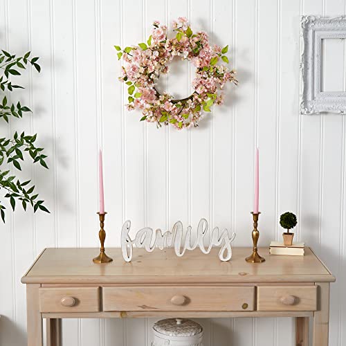 Nearly Natural 4783 Cherry Blossom Wreath, 24-Inch, 5"D x 24"W x 24"H, Pink - Image 2