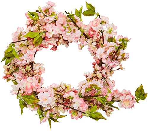 Nearly Natural 4783 Cherry Blossom Wreath, 24-Inch, 5"D x 24"W x 24"H, Pink - Image 4