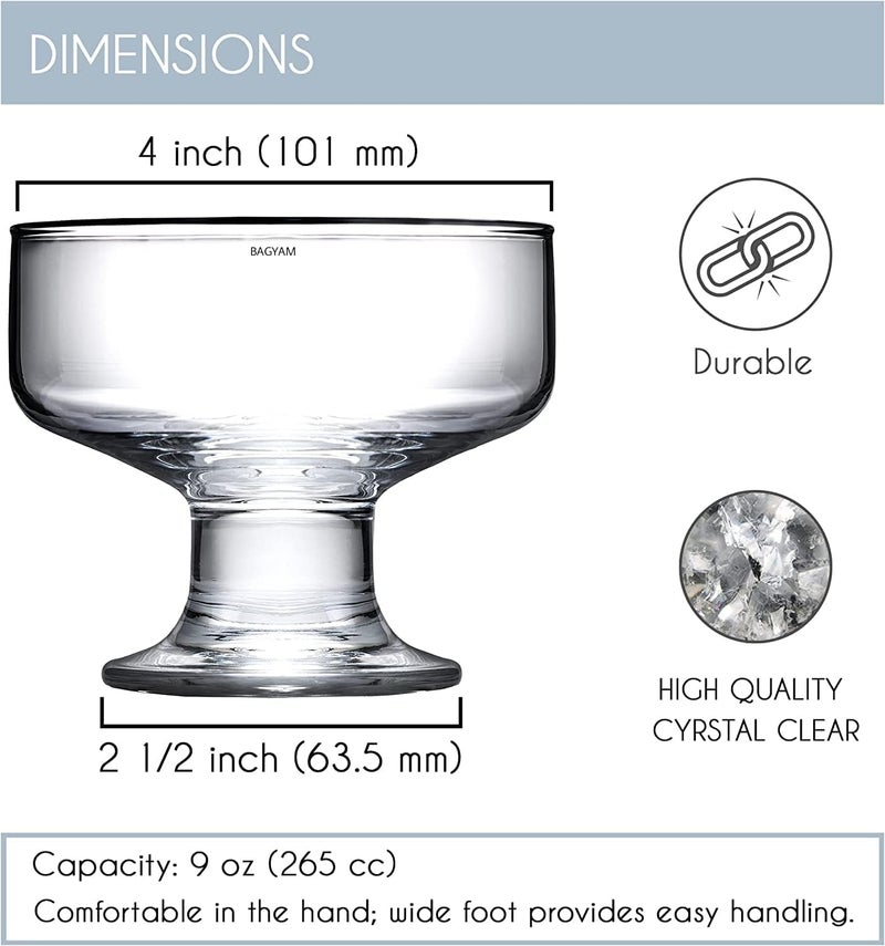 PSMS PSMS Crystal Premium 190 ml Ice Ville Ice Cream Bowl Dessert Cup for Sundae SweetsSnacks Fruit Pudding Nuts or Dip Serving Bowls Set of 6 Pcs Lead Free and BPA Free etc - Image 5