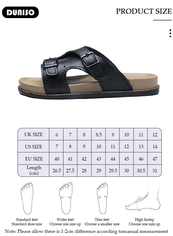 Fashion Men Footwear Flat Slipper Comfortable Men's Slippers Lightweight Flat Sandal For Men Casual Leather Slipper for Indoor Outdoor