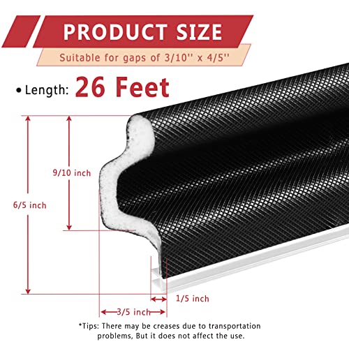 Fingwerk 26 Feet Long Reach Weather Stripping Door Seal, V-Shaped Replacement Door Seal Strip Foam Kerf Weather Stripping for Doors Frame Card Slot Door Insulation Strip, Easy Cut to Size(Black) - Image 3