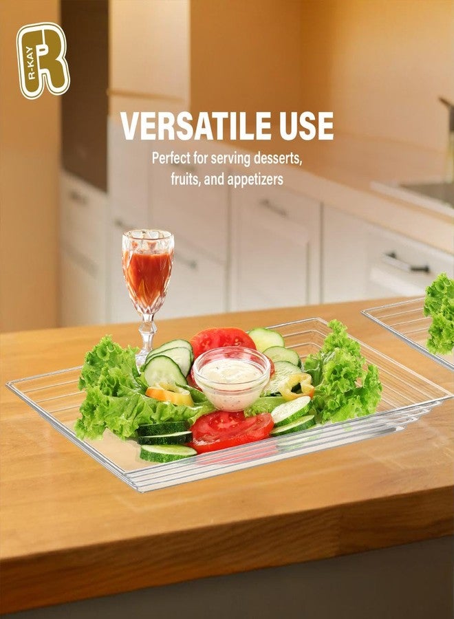 R-kay 6 Pack Extra Large Plastic Serving Trays for Party - 16 x 11 Clear Plastic Tray - Heavy Duty Trays for Food - Rectangular Party Serving Trays and Platters (Clear) - Image 4