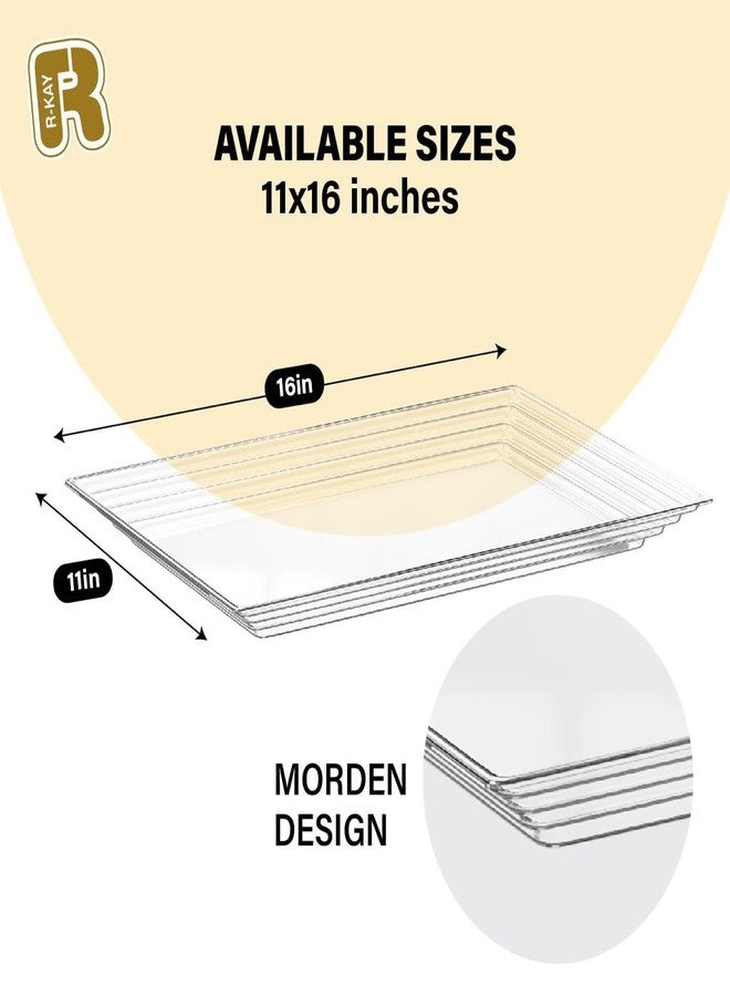 R-kay 6 Pack Extra Large Plastic Serving Trays for Party - 16 x 11 Clear Plastic Tray - Heavy Duty Trays for Food - Rectangular Party Serving Trays and Platters (Clear) - Image 5