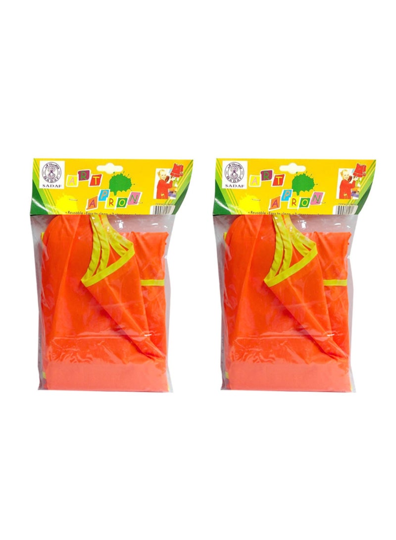 Sadaf Kids Painting Clothes Waterproof Apron, Art Graffiti Play Long Sleeve Smock with Pockets, for Childrens Painting Pottery Clay Baking Cooking Craft and Lab Activity (Pack of 2) - Image 2