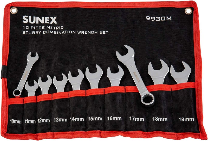 Sunex 10-Piece Metric Stubby Combination Wrench Set - Image 1