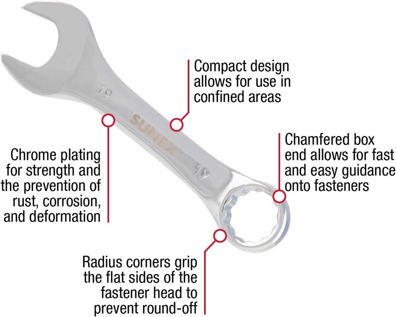 Sunex 10-Piece Metric Stubby Combination Wrench Set - Image 2