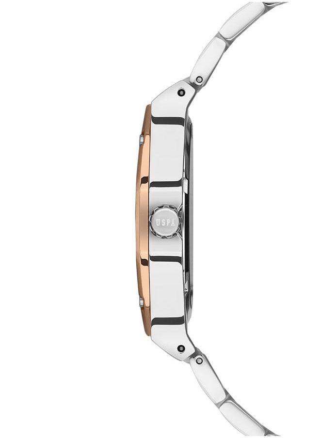 U.S. Polo Assn. U.S. Polo Assn. Stile 36mm Ladies' Dark Gradient Grey Dial Watch with Two-Tone Rose Gold & Silver Band - Timeless Elegance  - Image 2