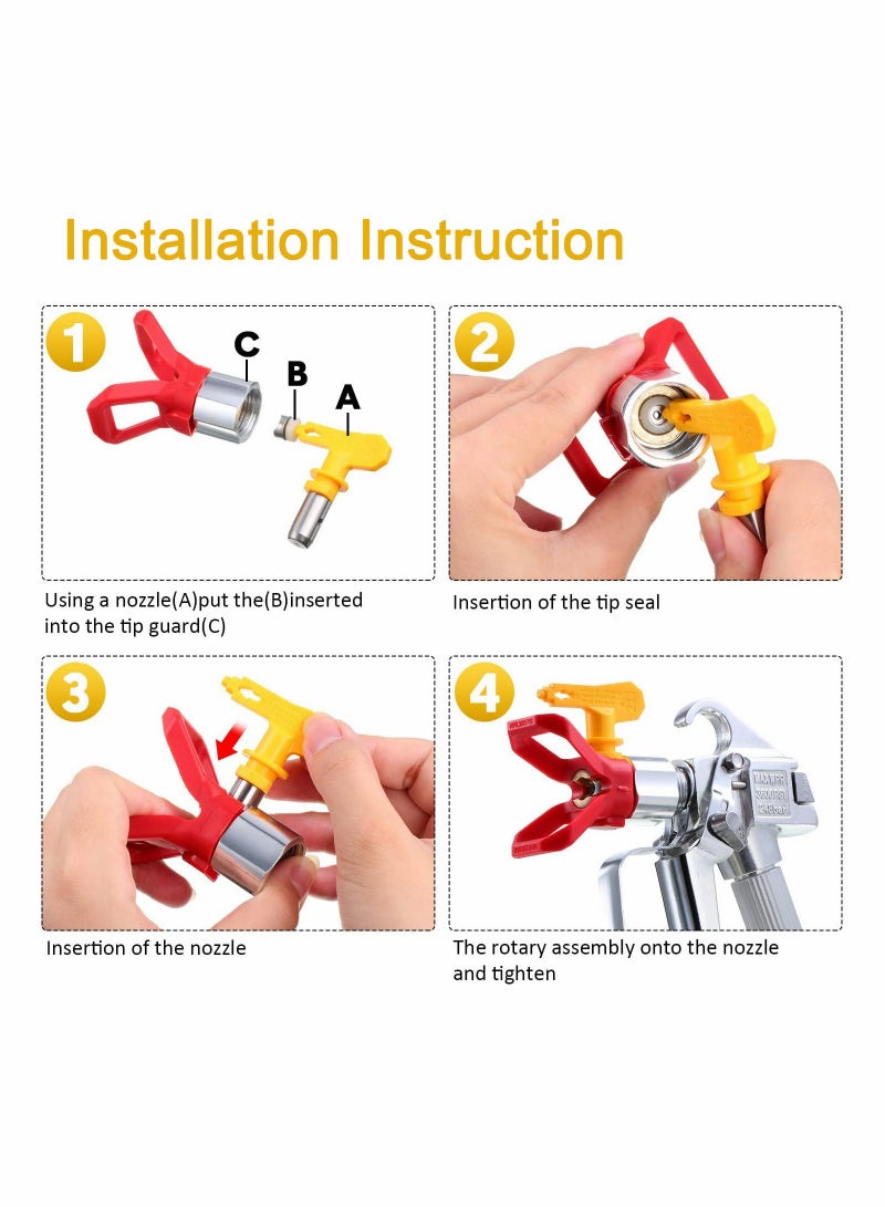 Reversible Airless Sprayer Tip 3 Pieces Paint Spray Guns and Spraying Machine Parts Nozzle Tips for Homes Buildings Decks Fences Garden Tool 515