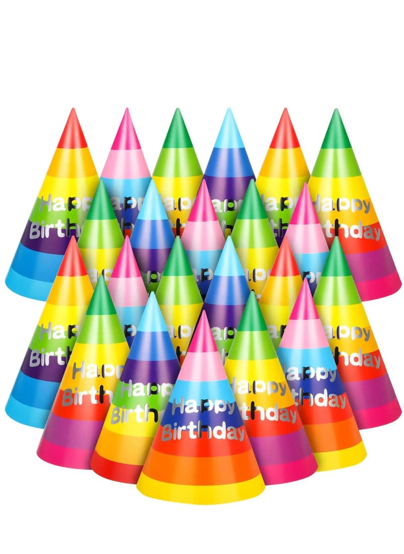 SYOSI 100 Pieces Birthday Party Hats, Rainbow Cone Hats Paper Colorful Party Birthday Hats Art Craft Caps for Kids Adults Birthday Party Supplies, Birthday Party Cone Hats Art Craft Caps Birthday Party Hats - Image 1