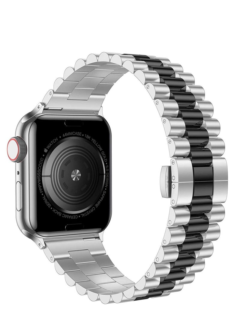 Compatible with Apple Watch Band Series 5 44mm 42mm, Stainless Steel iWatch Band with Butterfly Folding Clasp for Watch Band Series 5/4/3/2/1 - Image 2