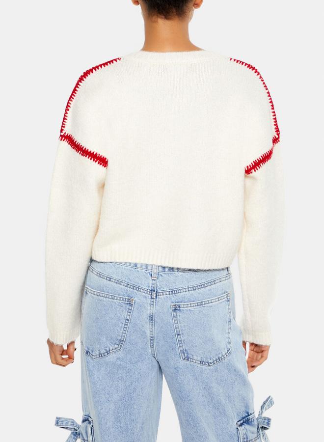 FOREVER 21 Dreamer Patch Fuzzy Knit Sweater - Image 4