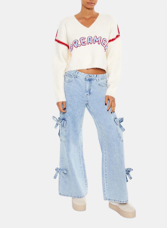 FOREVER 21 Dreamer Patch Fuzzy Knit Sweater - Image 3