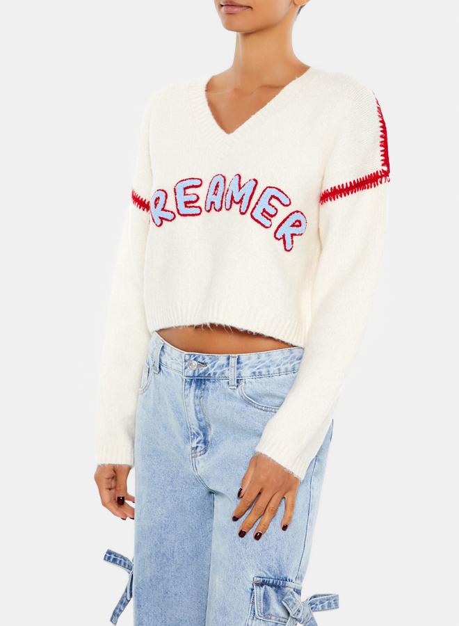 FOREVER 21 Dreamer Patch Fuzzy Knit Sweater - Image 2