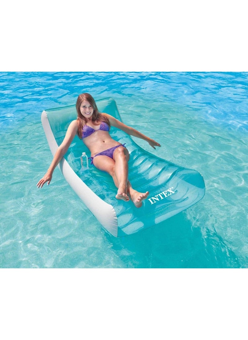 INTEX - Lux Inflatable Beach Lounger - Large Lux Beach Bed - Delux Lounge Beach Bed with Cups - Mega Size Pool Bed 191X99 Cm. - Image 1