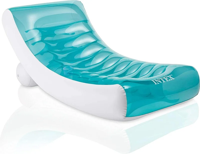 INTEX Lux Inflatable Beach Lounger - Large Lux Beach Bed - Delux Lounge Beach Bed with Cups - Mega Size Pool Bed 191X99 Cm.