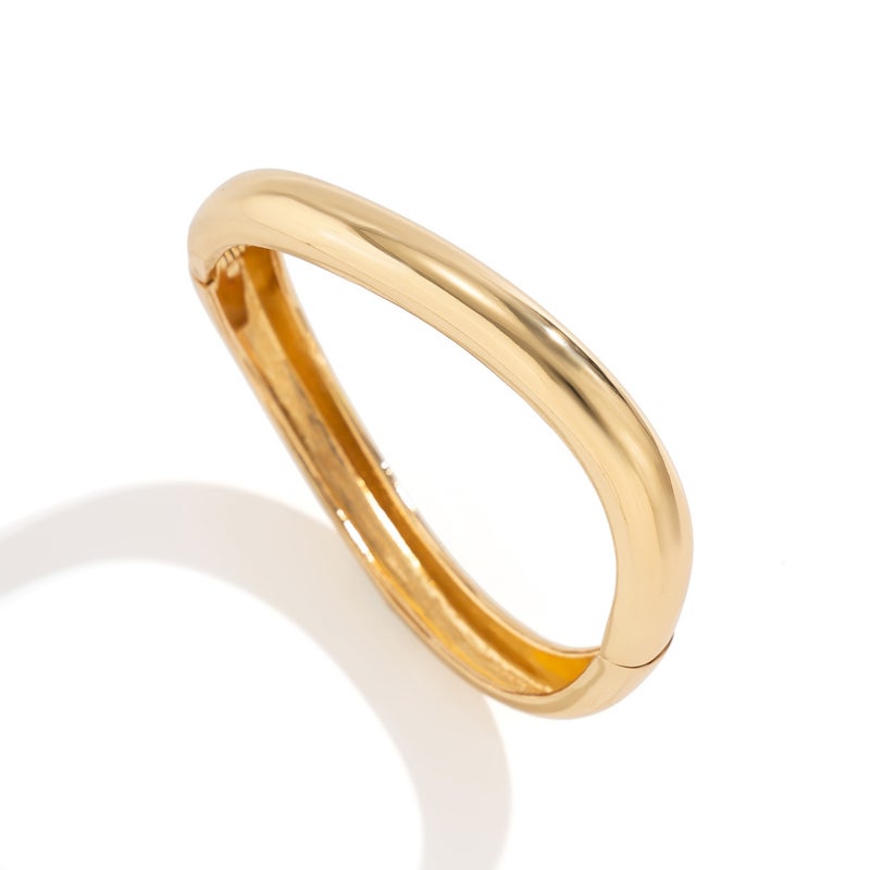 Irregular curved concave-convex stackable zinc alloy bracelet - Image 1